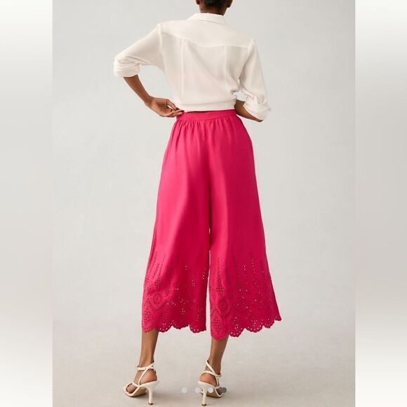 By Anthropologie Wide-Leg Eyelet Crop Pants - Picture 4 of 4